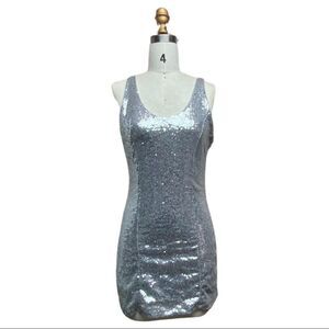 A3 Shirley of Hollywood Silver Sequence Dress in size med
